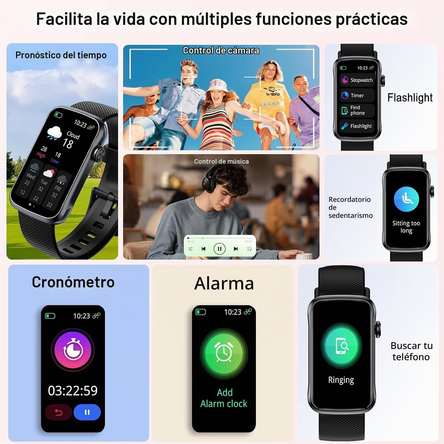 Fempoin Reloj Inteligente para Hombre y Mujer, podómetro, SpO2 SmartWatch