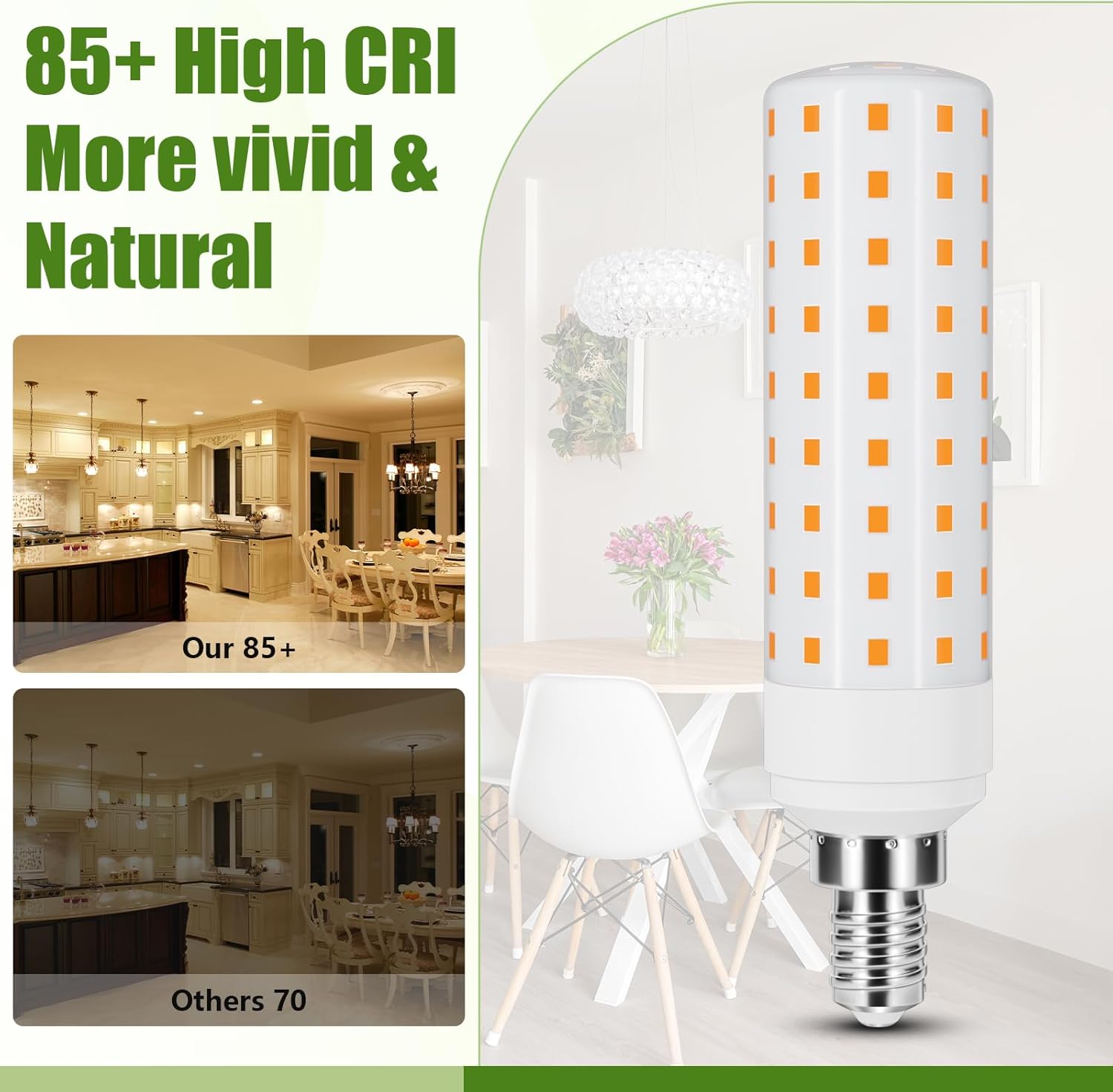 E12 100 Watt Equivalent LED Candelabra Bulbs C7, 3000K Warm White, 12W 1600 Lumen, T6 E12 LED Chandelier Light Bulbs for Ceiling Fan Pendant Lighting Salt Lamp, 6 Pack