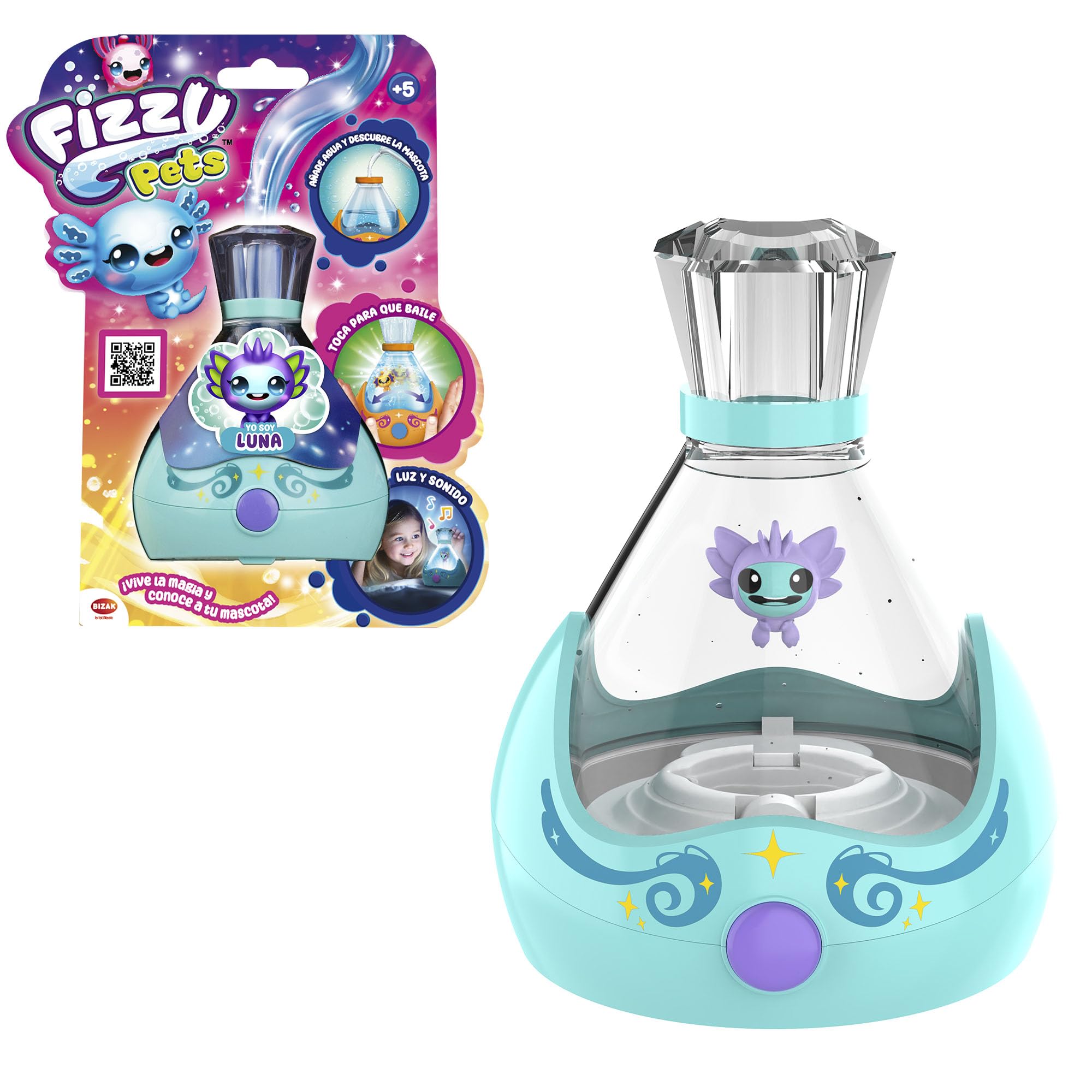 Bizak Fizzy Pets Luna, Magic Surprise, Music and Dance to Interact, Color Changing, +5 Years, (62009097-5)