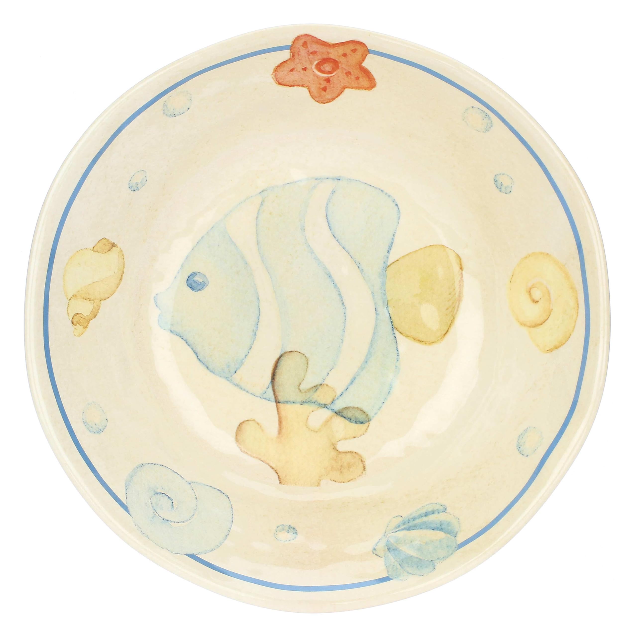 THUN, Set 2 Piatti Fondi in Melammina, Linea Mare da Amare, Idea Regalo per la Cucina, Ø 19.5 cm