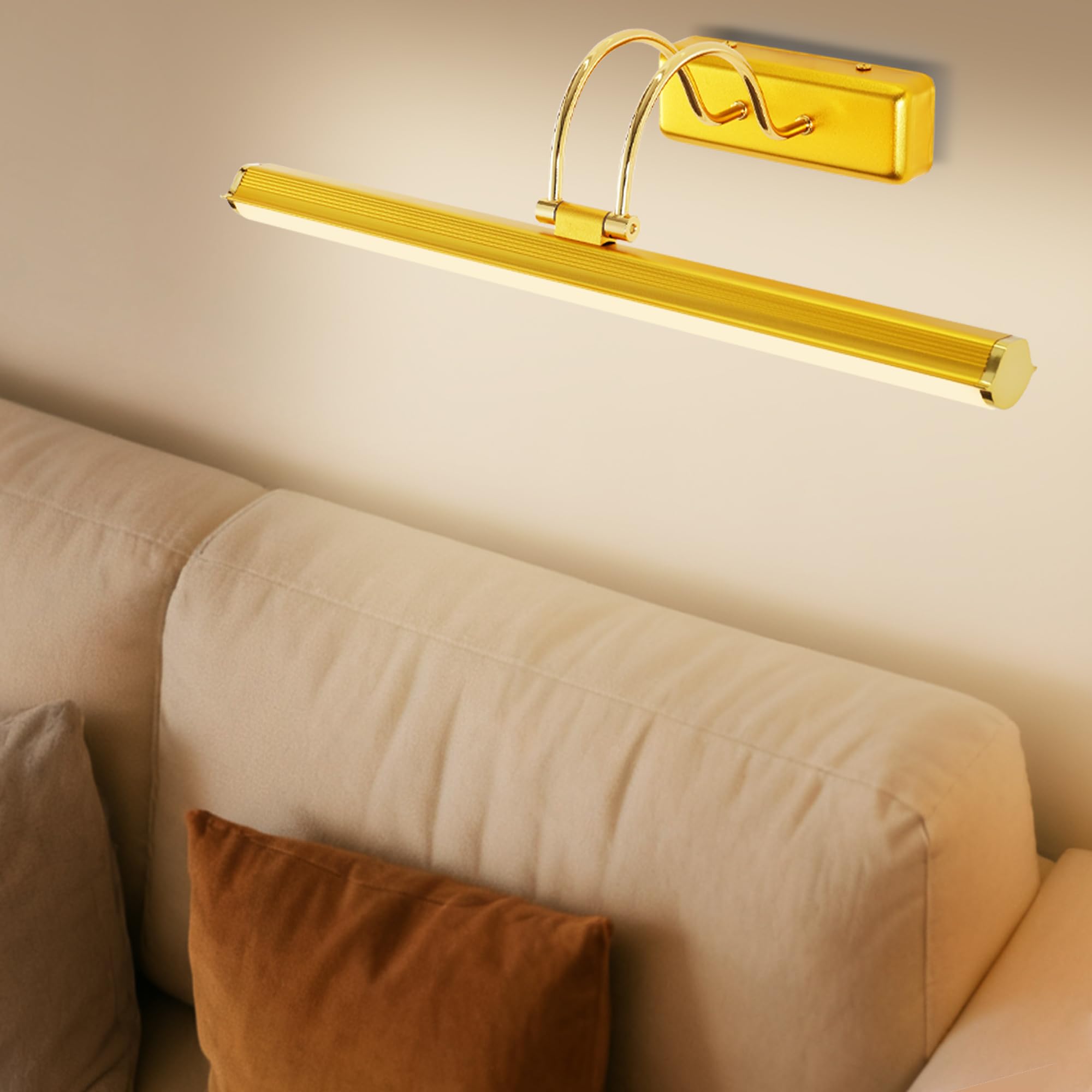Lampada a Specchio da Bagno 42 cm LED Oro, Lampada da Parete Orientabile 12W IP44 Impermeabile, Moderna per Cucina Armadio