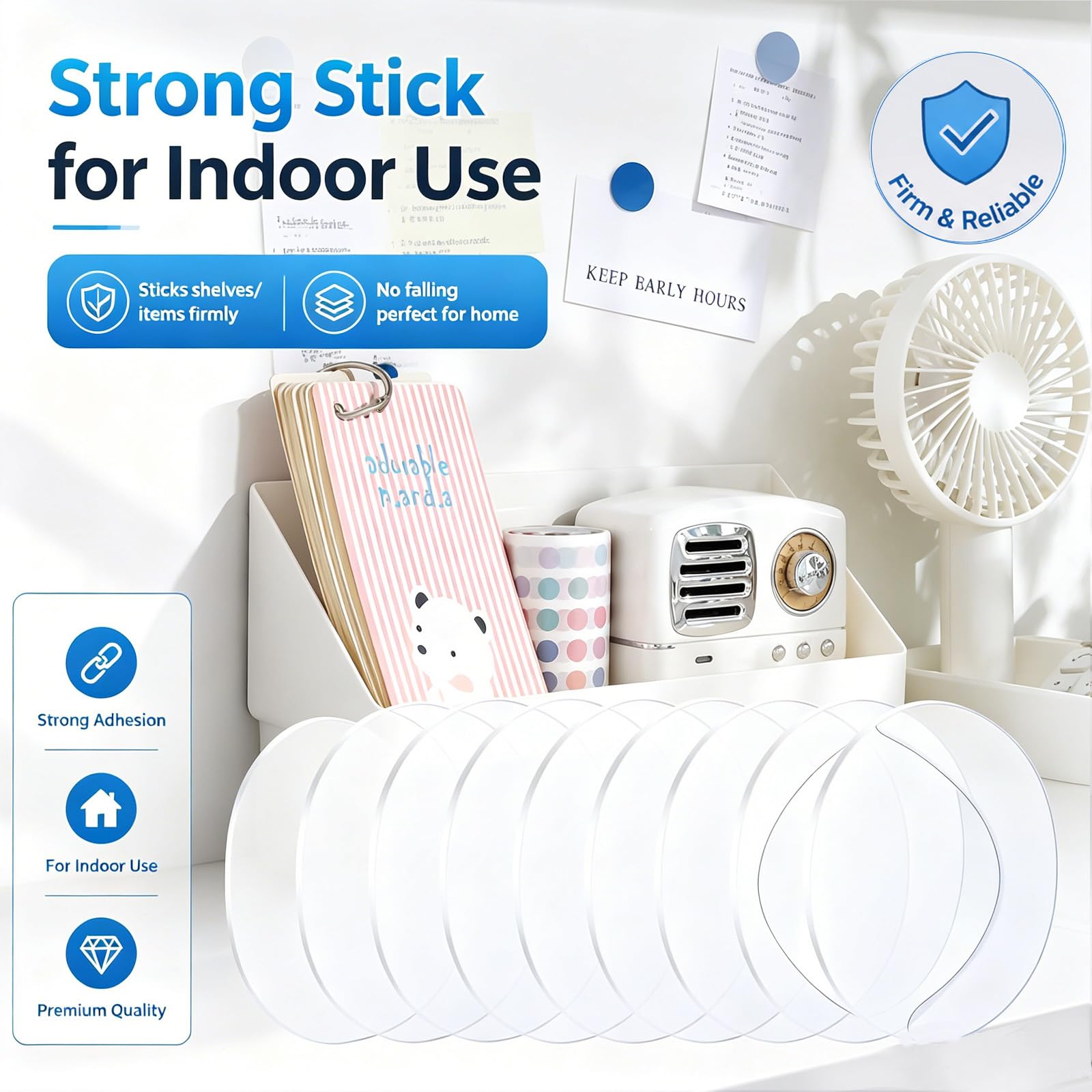ZOMPAGO 50 cintas adhesivas de doble cara resistentes al agua, adhesivo fuerte, transparente, alta resistencia, residuos, barras de pegamento, libre de remoción para colgar, adhesivo impermeable para