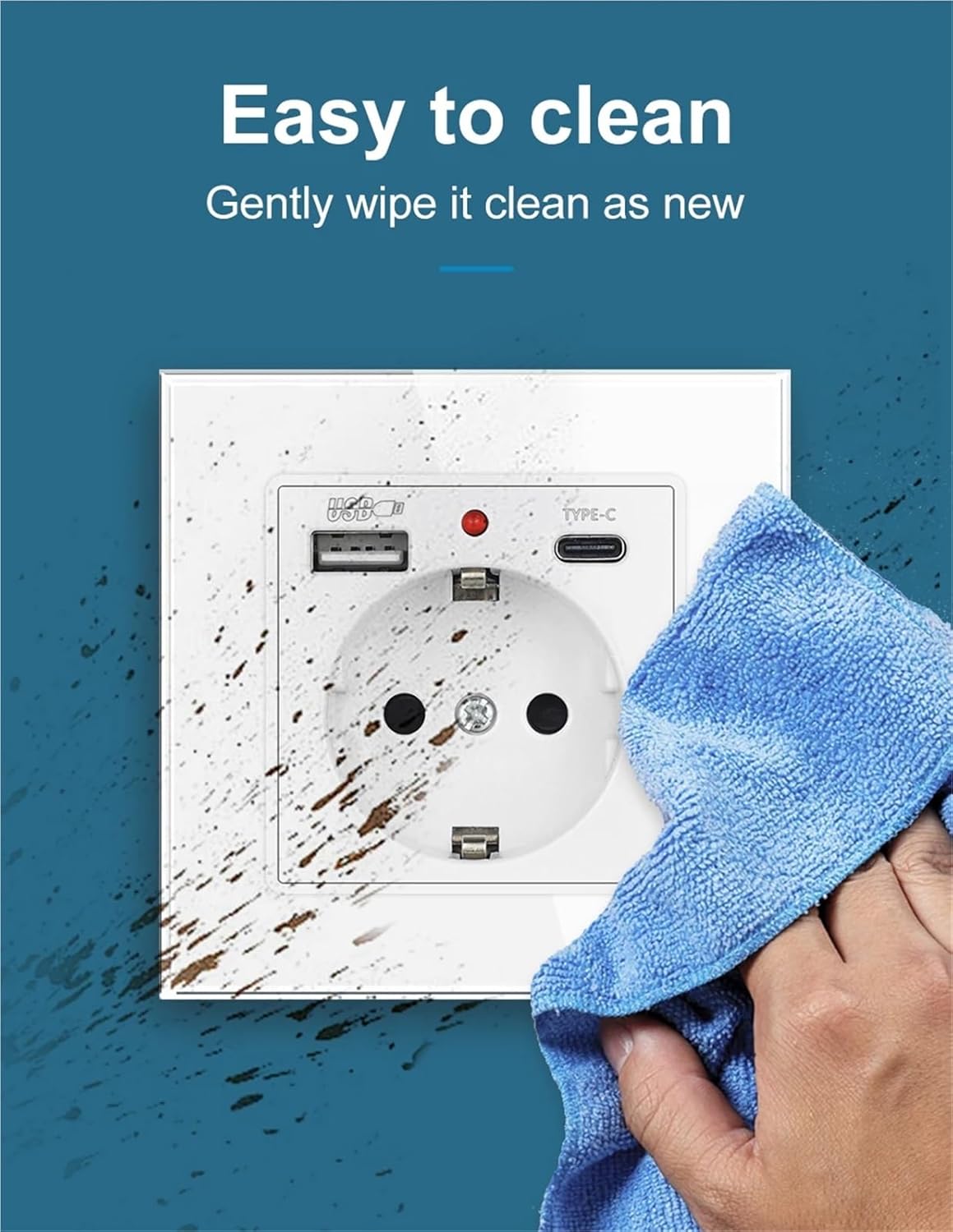 Grey Glass EU German Socket - 220V 16A, USB Switch for Living Room TV and Study PC, 2/3-Gang Wall Outlet Home Office Russia(2C 20w Socket)