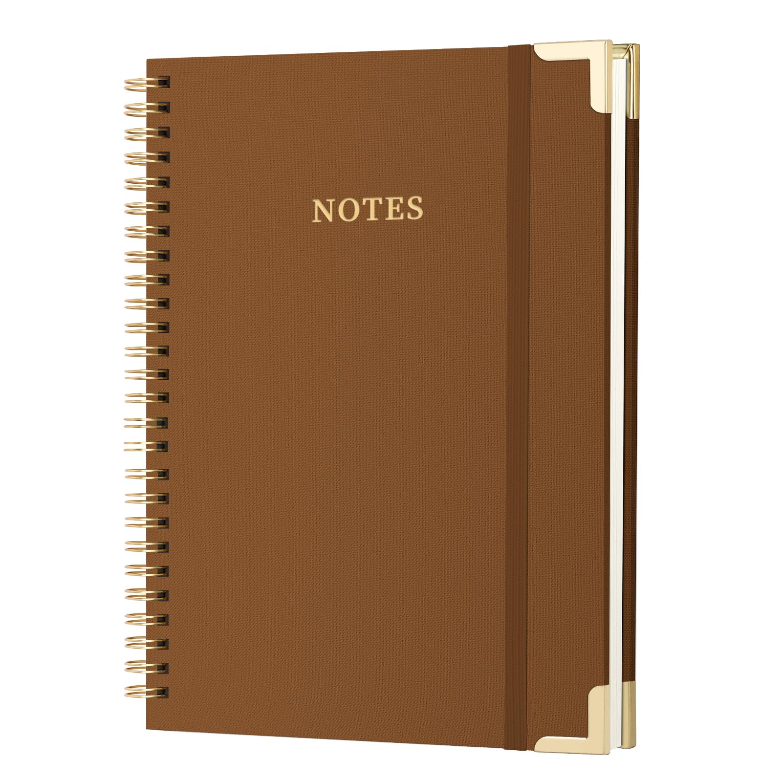 ALKALO A4 Large Spiral Notebook Journal, (8.5×11'') 100 Pages Linen Hardcover College Ruled Journaling For Work & Note Taking Thick Spiral Journal For Writing Daily Journal For Women & Men-Brown