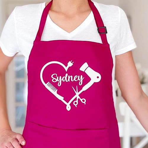 Miniatura 3 de Delantal de peluquería personalizado para mujer, delantales personalizados para peluquería cosmetología salón de belleza con bolsillo, regalos de
