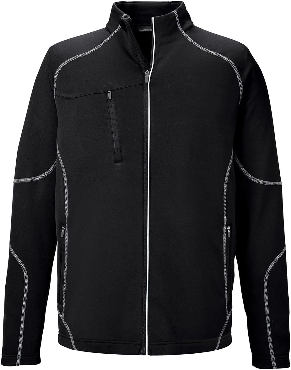 North End Men's Chest Pocket Coil Zipper Fleece Jacket