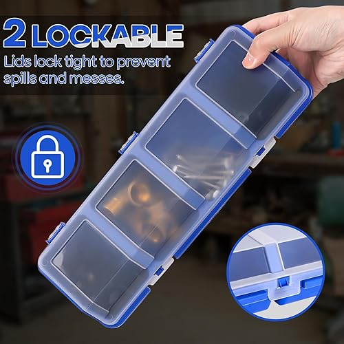 Miniatura 3 de 4 organizadores de tornillos, contenedores apilables con tapas, caja organizadora de herrajes de plástico con compartimento, organizador de pernos,