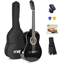 MAX SoloArt 4/4 Acoustic Guitar for Beginners Adults Acoustic Guitar includes Guitar Bag Tuner Plectrum Strap and Accessories   Acoustic Classical Guitar in Black
