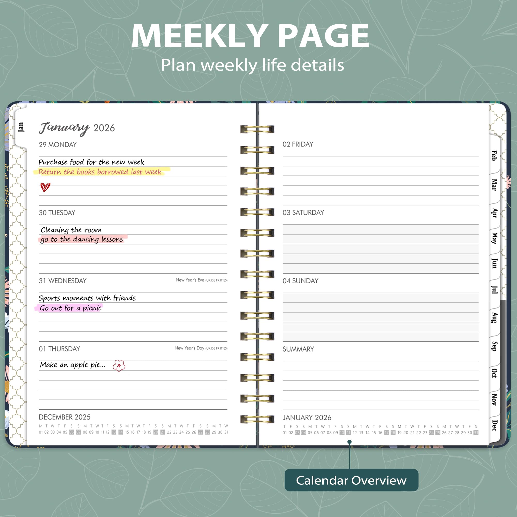 2026 Diary - A5 Weekly Diary With Soft Touch Covers - Blue | Tangible Stationery