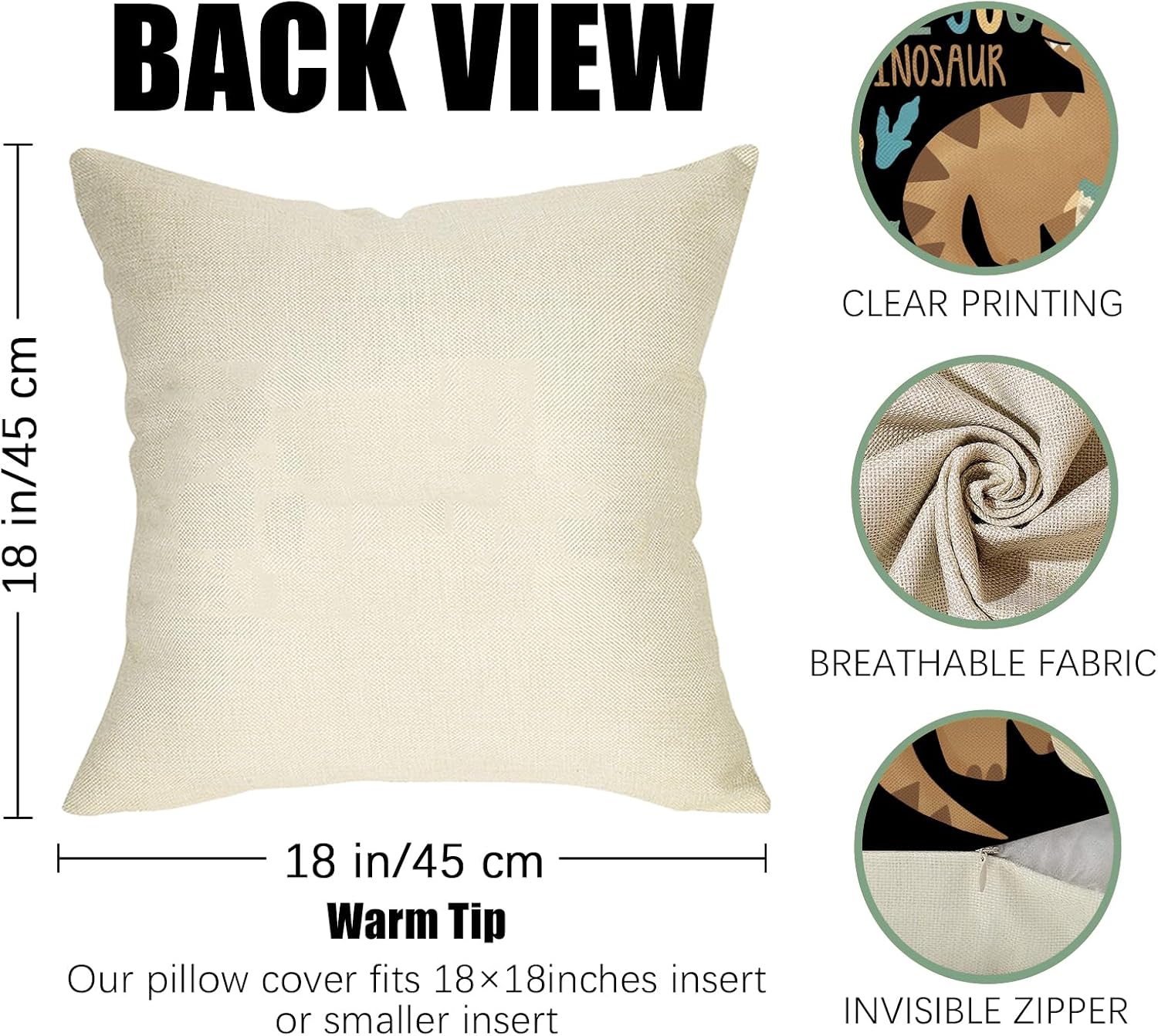 Fahrendom Rawr Means I Love You in Dinosaur Throw Pillow Cover 18 x 18 image 2