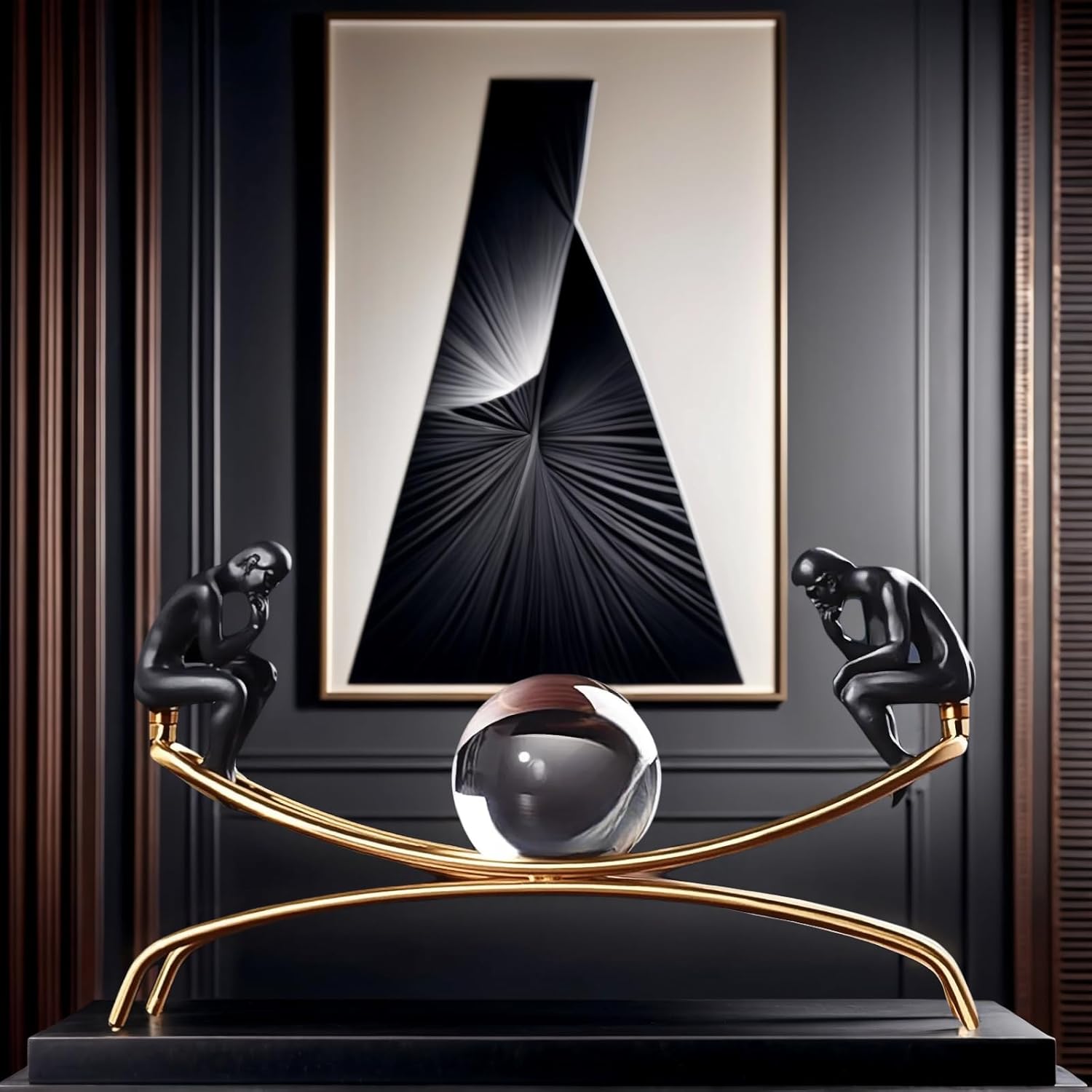 Thinker Statue & Sculpture, Modern Home Decor Statue, Gold Abstract Thinker Sculpture – Desktop Decorative Figurine for Living Room, Office, Shelf, Bedroom, Cabinets - Image 9