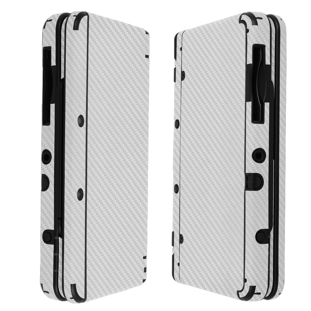 Skinomi Silver Carbon Fiber Full Body Skin Compatible with Nintendo 3DS (2015 Standard Version)(Full Coverage) TechSkin with Anti-Bubble Clear Film Screen Protector