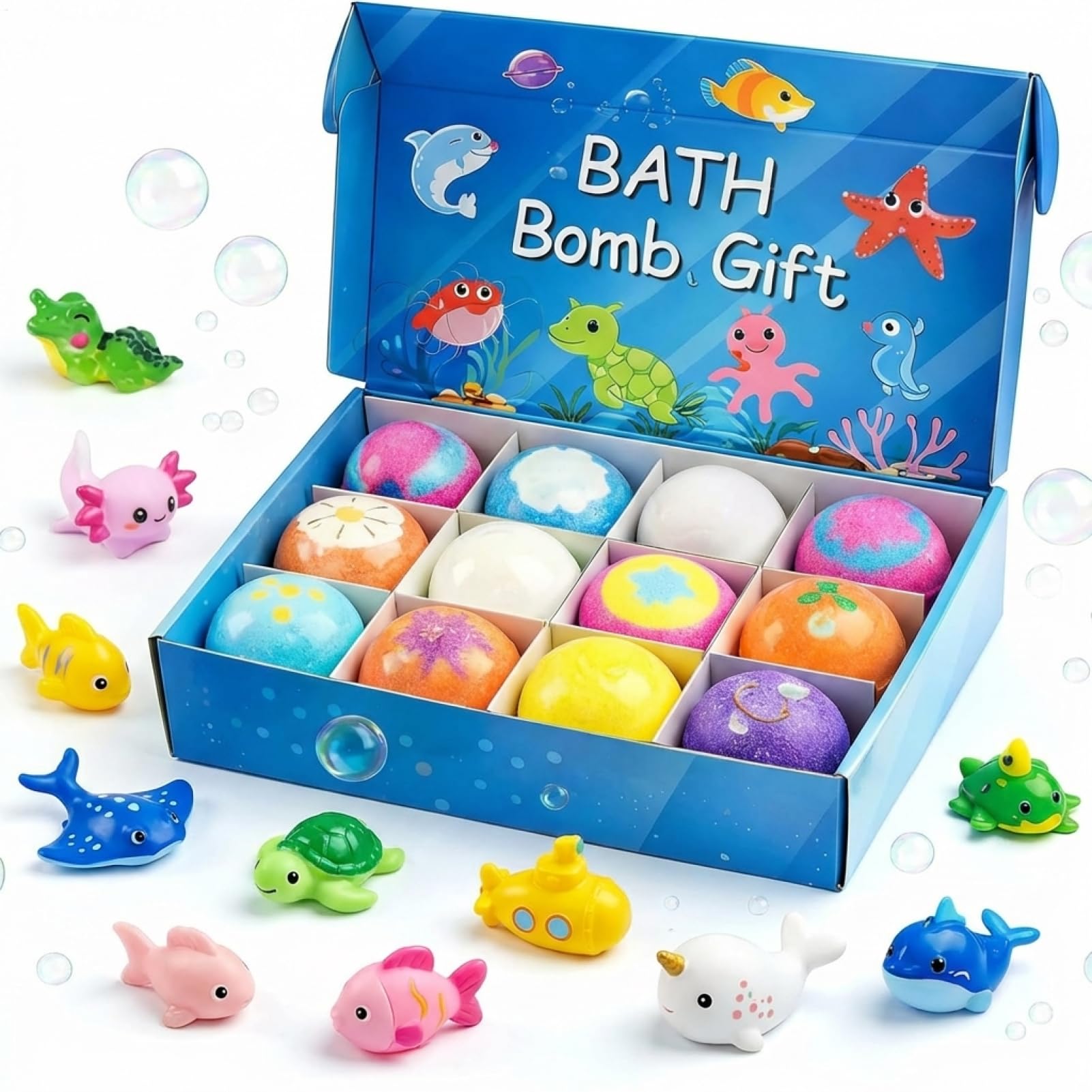 Pelota De Baño para Niños -Pelota De Baño con Juguetes | Bola Orgánica Natural Hecha A Mano | Hidrata Piel Seca | Regalo Ideal para Cumpleaños, Halloween Y Navidad
