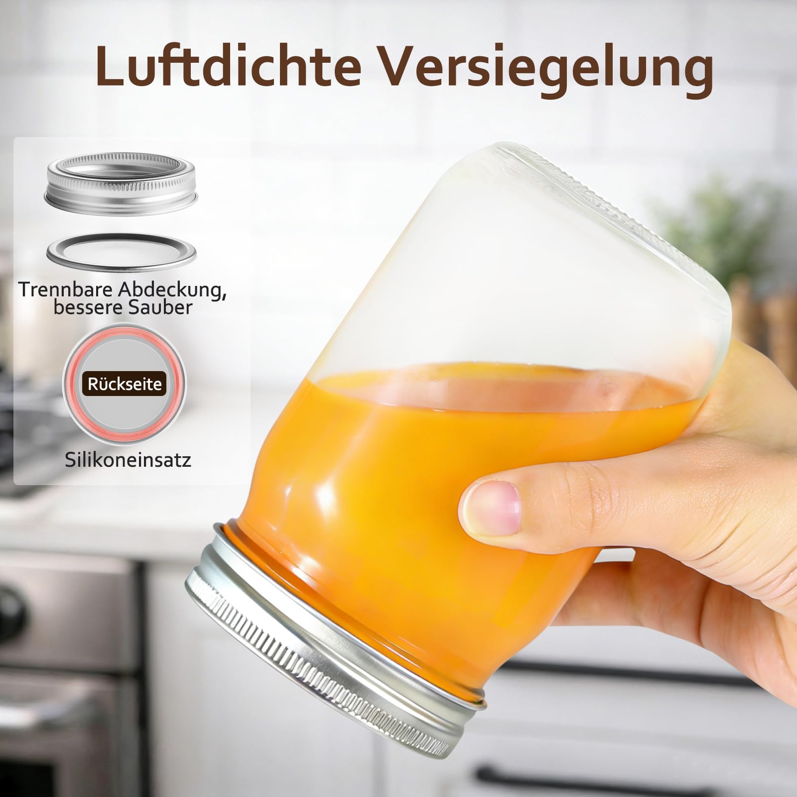 Artist Hand Einmachgläser 36er Set, Marmeladengläser 500 ml | Mit zweiteiligem Schraubdeckel, Etiketten und Reinigungsbürste, Gläser für Honig, Pesto, Overnight Oats und Vorräte
