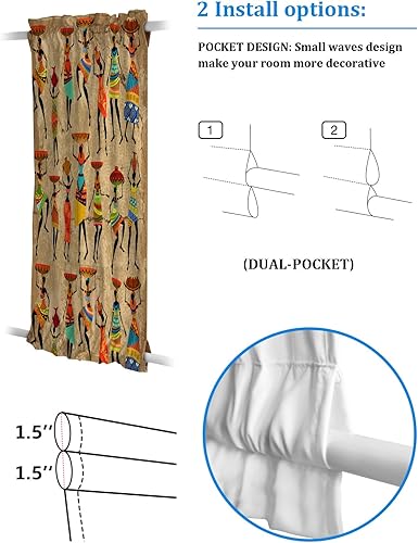 Miniatura 9 de Cortinas opacas para puerta francesa, de cristal, para puerta delantera, trasera, puerta de patio, aislamiento térmico, bolsillo para barra,