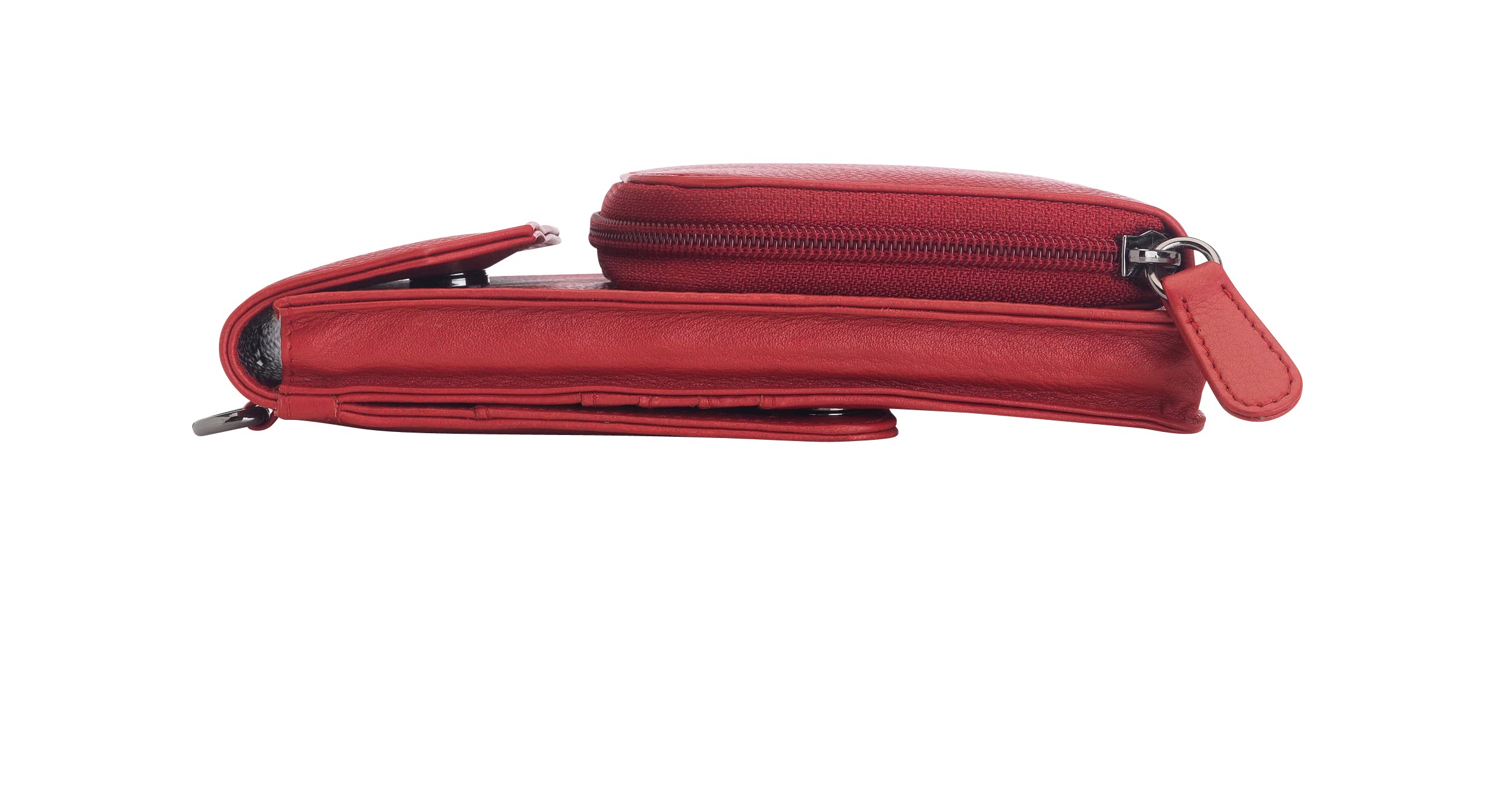 Torebka na telefon komórkowy do zawieszenia damska mała, prawdziwa skóra, torba na ramię na telefon komórkowy, smartfon, torba z ochroną RFID, zamek błyskawiczny Crossbody (100), wiśnia, 17 x 10 x 4 cm