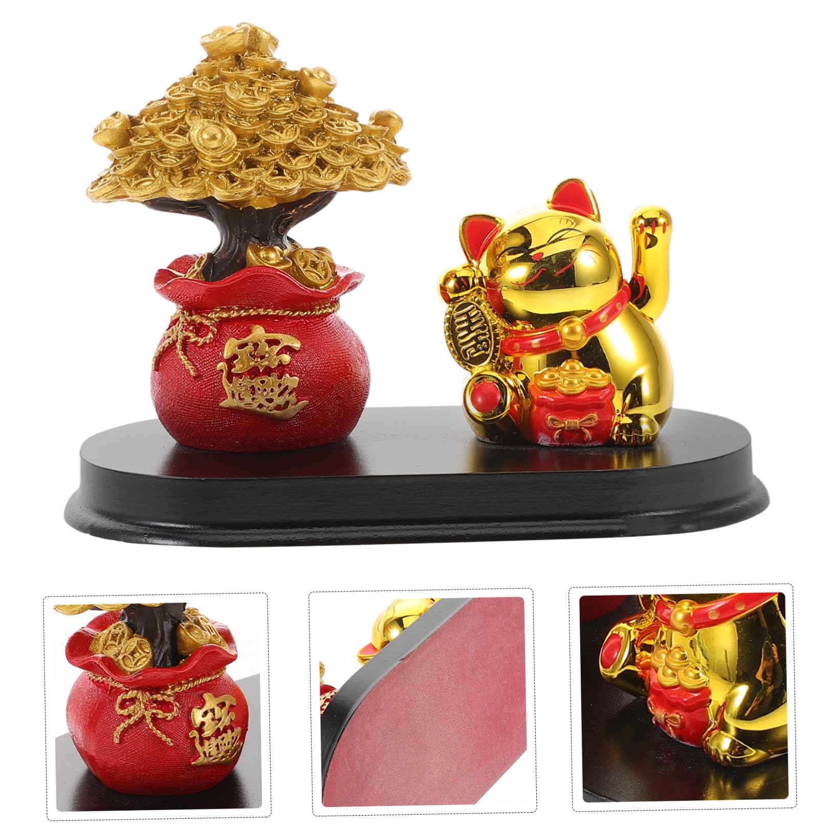 Cabilock 5 Piezas Figura de Gato Suerte Dorada para Escritorio y Coche