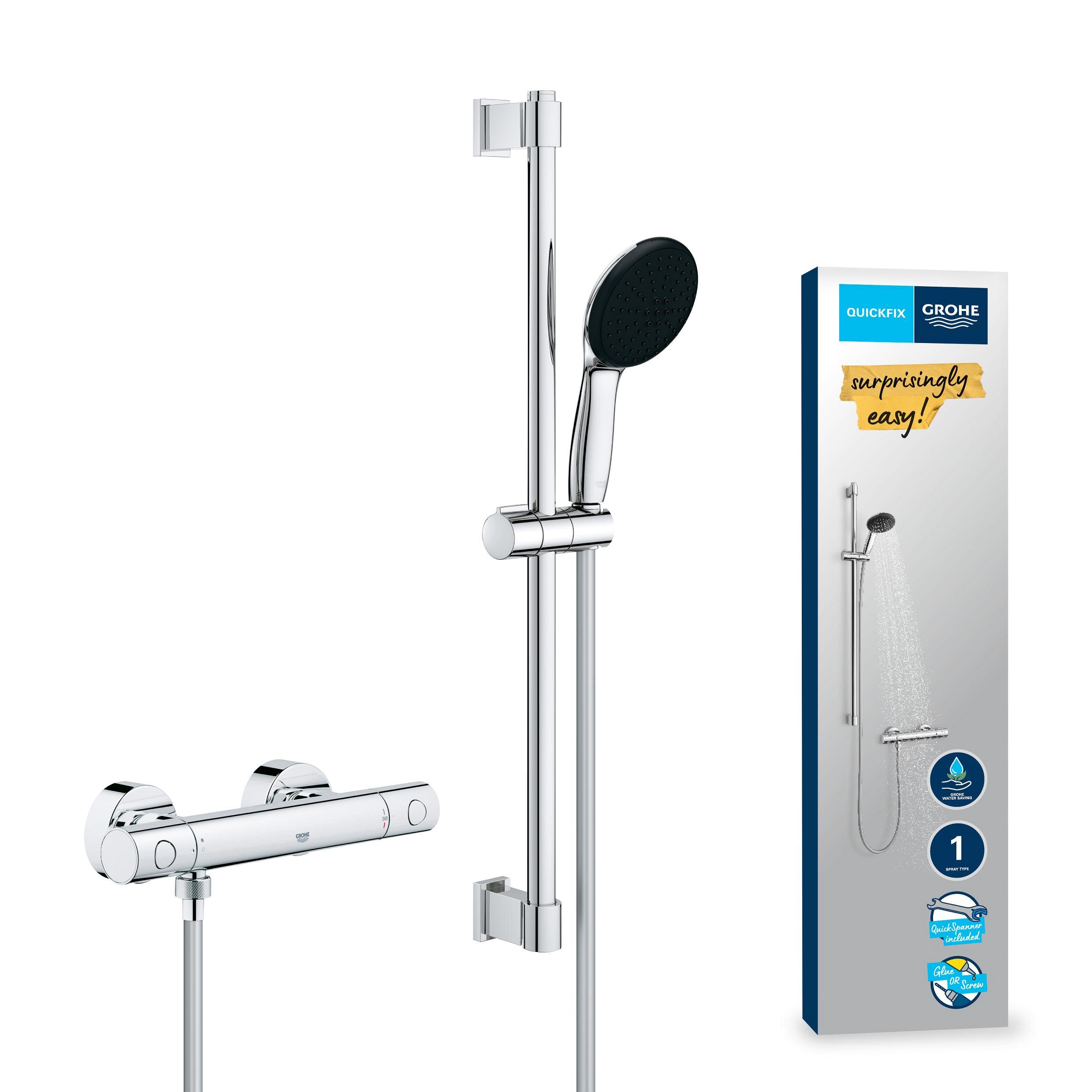 GROHE Precision Get - Conjunto de ducha termostático 1 chorro, 1/2", Cromo, 34856000