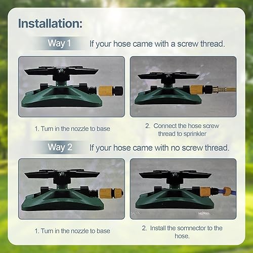 Miniatura 5 de LANRU Rociadores para patio, 1 paquete de rociadores de agua automáticos giratorios de 360 para césped, 5 brazos, dirección de chispa, sistema