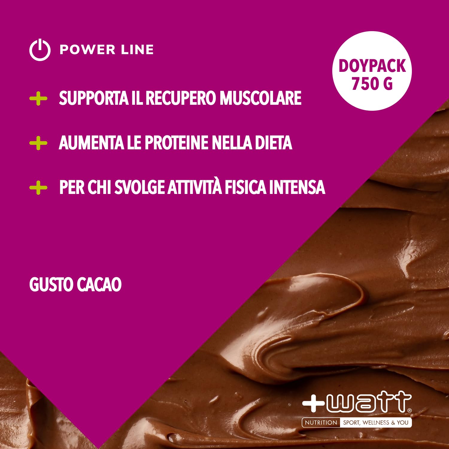 +Watt Whey Protein 90 Proteine du Siero del Latte Gusto Cacao, 750 g