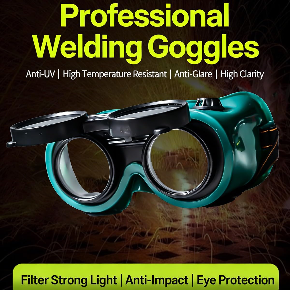 Gafas de Soldar con Tapa Abatible Oscuras Antivaho para Corte Oxiacetilénico Esmerilado Soldadura al Arco Protección UV Resistentes a Impactos Paquete de Dos