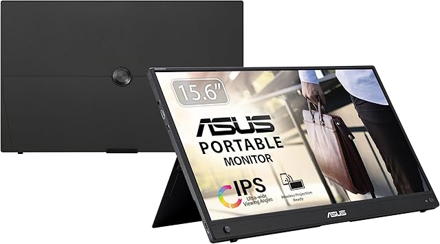 ASUS ZenScreen Go MB16AWP Wireless - 15.6 inch, Wireless mirroring, IPS, USB Type-C, mini HDMI, Built-in battery, Flicker Free, Blue Light Filter, Anti-glare surface, Tripod socket