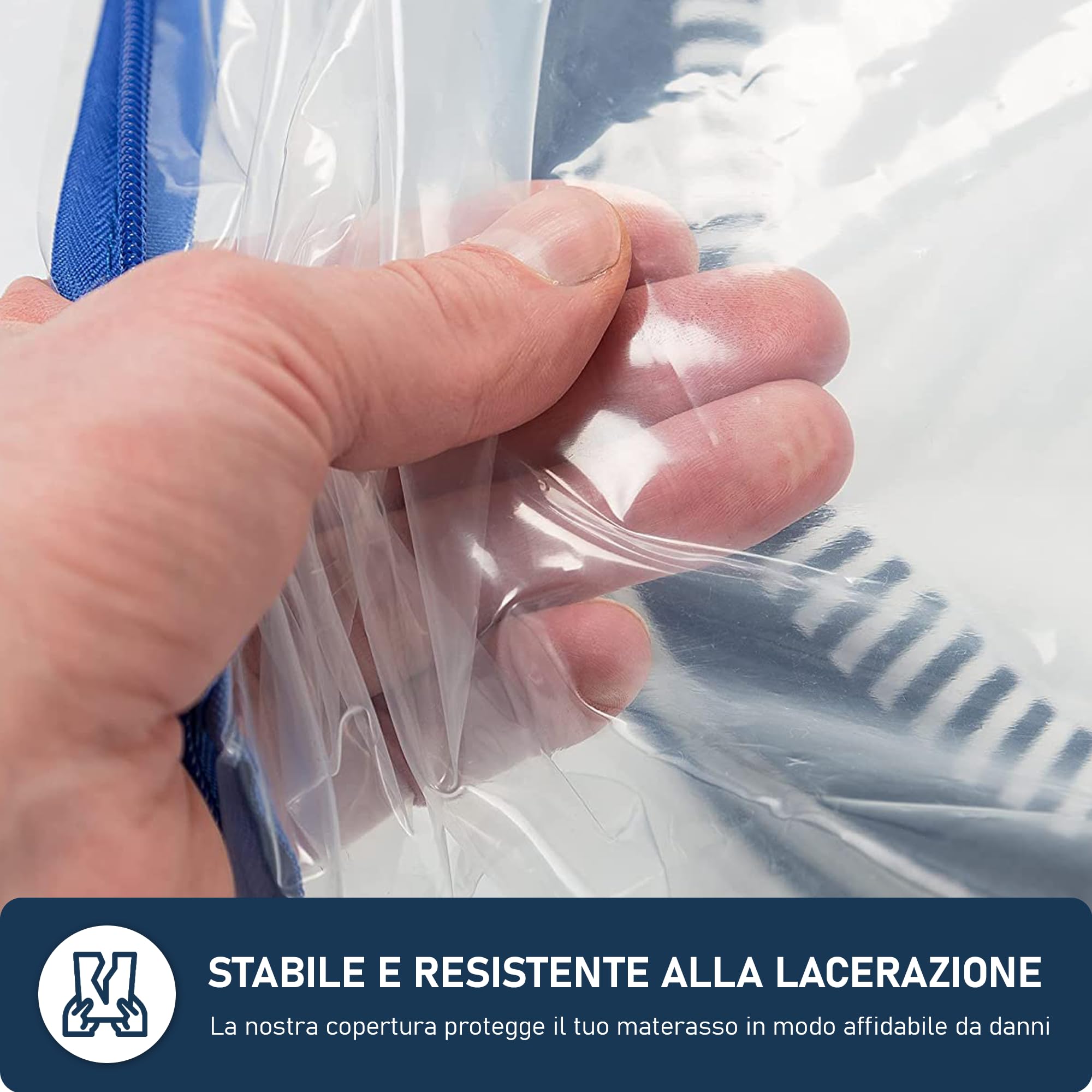 Coprimaterasso con chiusura lampo ad ancora, misure da XS a XXL, impermeabile, antistrappo, materiale ultra resistente fino a 120 micron, ideale per lo traslochi, stoccaggio - 90x200 cm