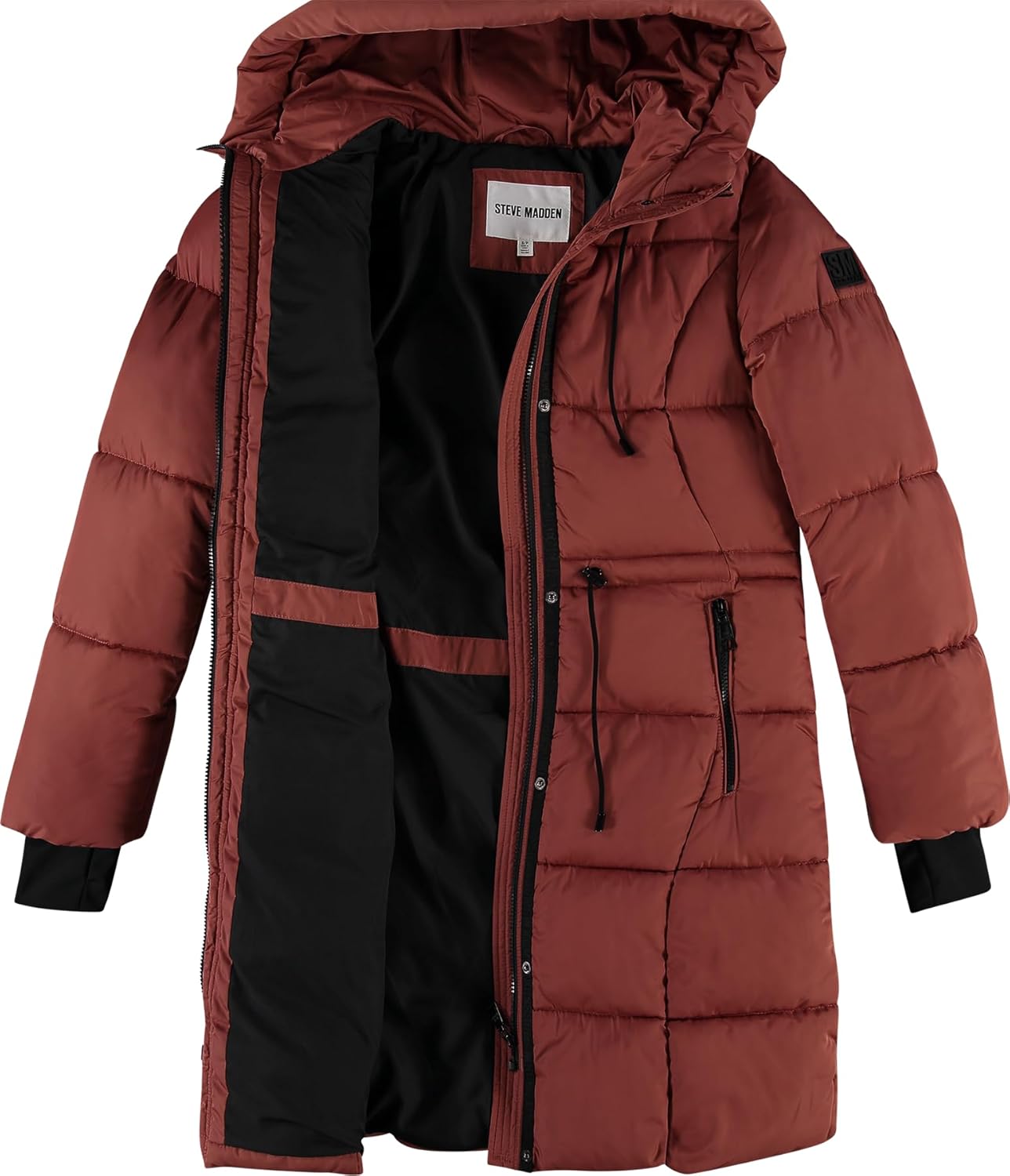 Steve Madden Womens Long Puffer Coat - Insulated Hooded Quilted Parka Puffer Jacket - Warm Winter Jacket for Women - Image 4