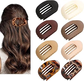 Women's Flat Hair Clips - Strong Hold Snap Claw Clips for Fine & Thick Hair, Non-Slip Curved Hairpins for Women & Girls, Fashion Hair Accessories in Multiple Colors