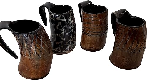 Taza vikinga hecha a mano con cuerno para beber, medieval, renacentista, cerveza Ale Mead, apta para alimentos, decoración para el hogar y la