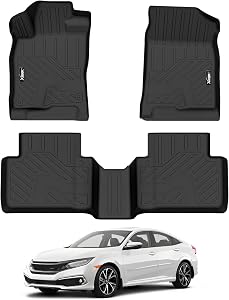 Floor Mats for 2016-2021 Honda Civic Sedan/Coupe/Type R/Insight,2017-2021 Honda Civic Hatchback All Weather TPE Protection Floor Liners Full Set for Honda Civic Accessories