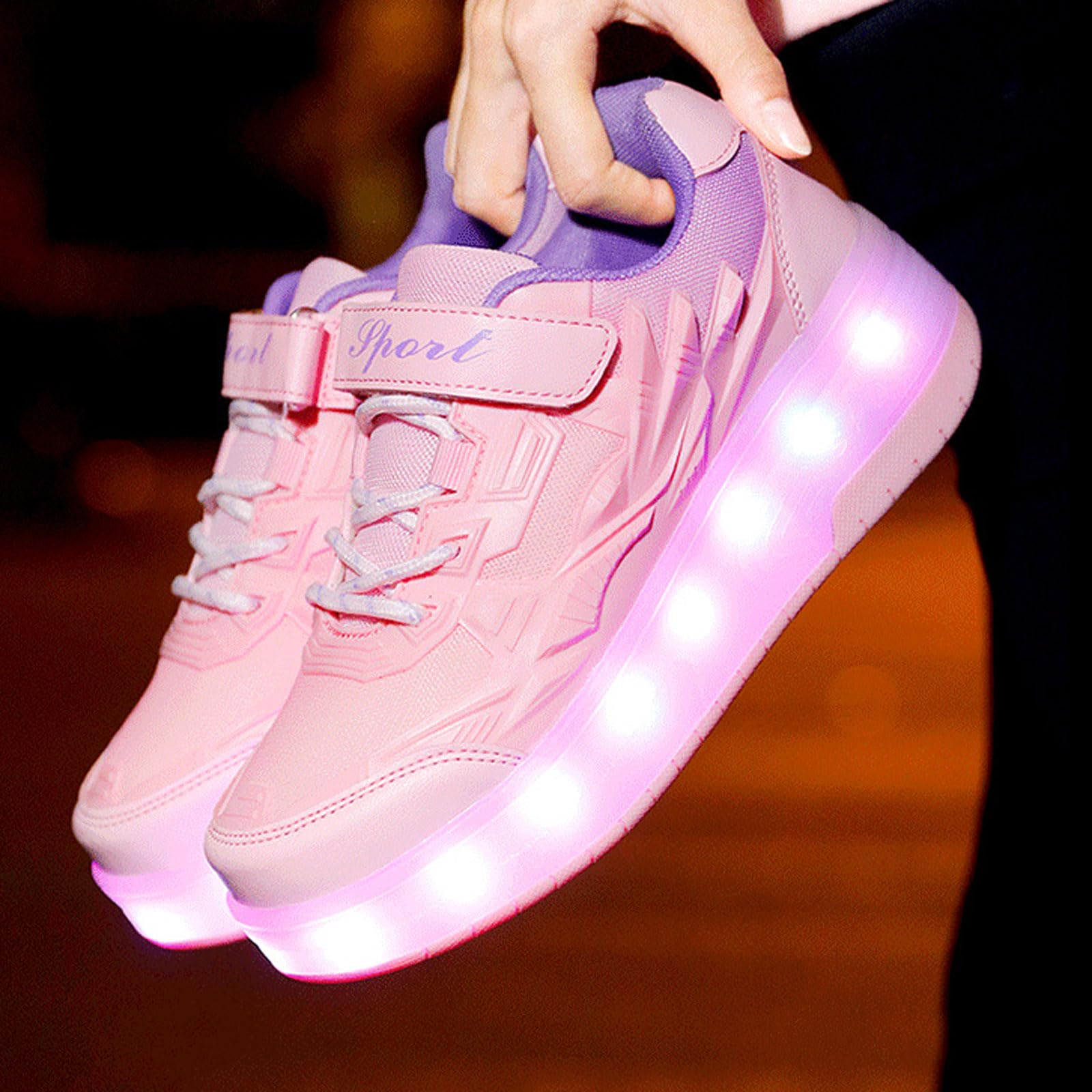 Zapatillas Deportivas con Dos Ruedas y Luces,Zapatillas de Skateboarding Niñas Niños,Zapatillas con Ruedas,Recargables,Multiusos,para Regalos navideños creativos para niños