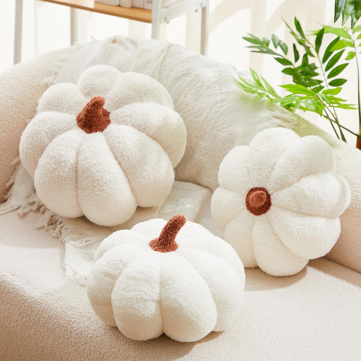 Pumpkin Plush Pillow Halloween Pumpkins Plush Toys Soft Pumpkin Throw Pillow Gifts for Home Decoration Party Favors (B) - Image 2