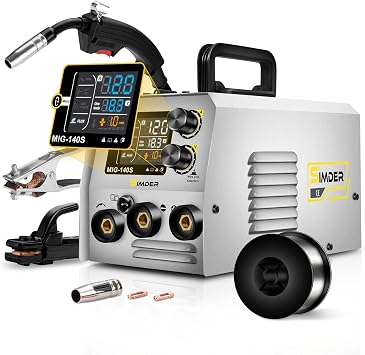 SSIMDER 140A MIG Welder Flux Core 110V 220V 3 in 1 with 1lb Wire, IGBT Inverter Multiprocess Welding Machine for DIY Beginner, Auto Repair, Home & Farm