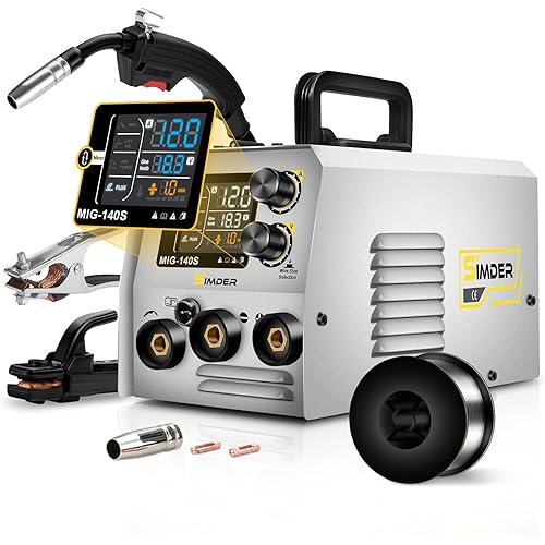 SSIMDER 140A MIG Welder Flux Core 110V 220V 3 in 1 with 1lb Wire, IGBT Inverter Multiprocess Welding Machine for DIY Beginner, Auto Repair, Home & Farm