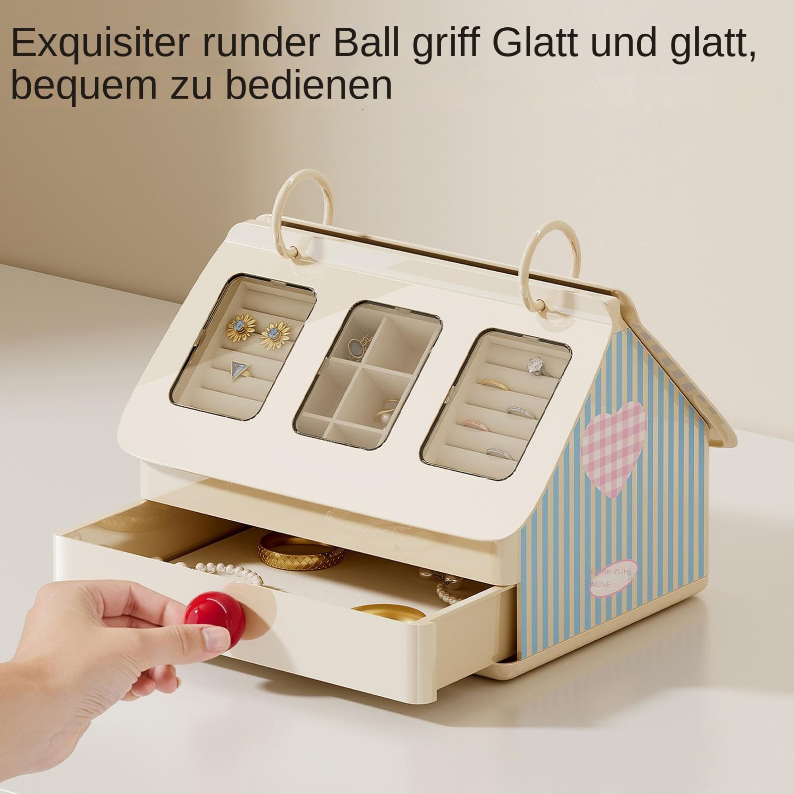 Joyeros Para Mujer Con Cajón Forma De Casa Adorable Organizador | Estuche de Almacenamiento para Joyas Novia Mujeres Hija Familia Amigos Baño Escritorio Tocador Hogar Casa