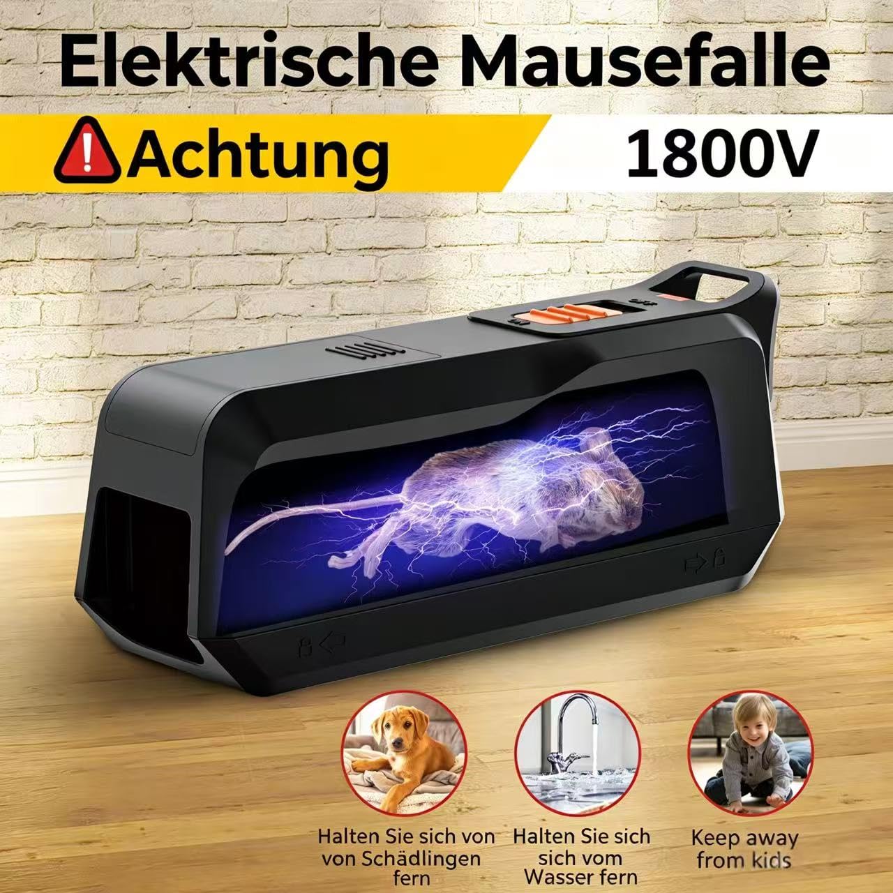 Rattenfalle Elektrisch, Elektrische Mausefalle für kleine Mäuse – Wiederverwendbar, Hygienisch, Netz- oder Batteriebetrieb, Sofortige und schmerzlose Bekämpfung