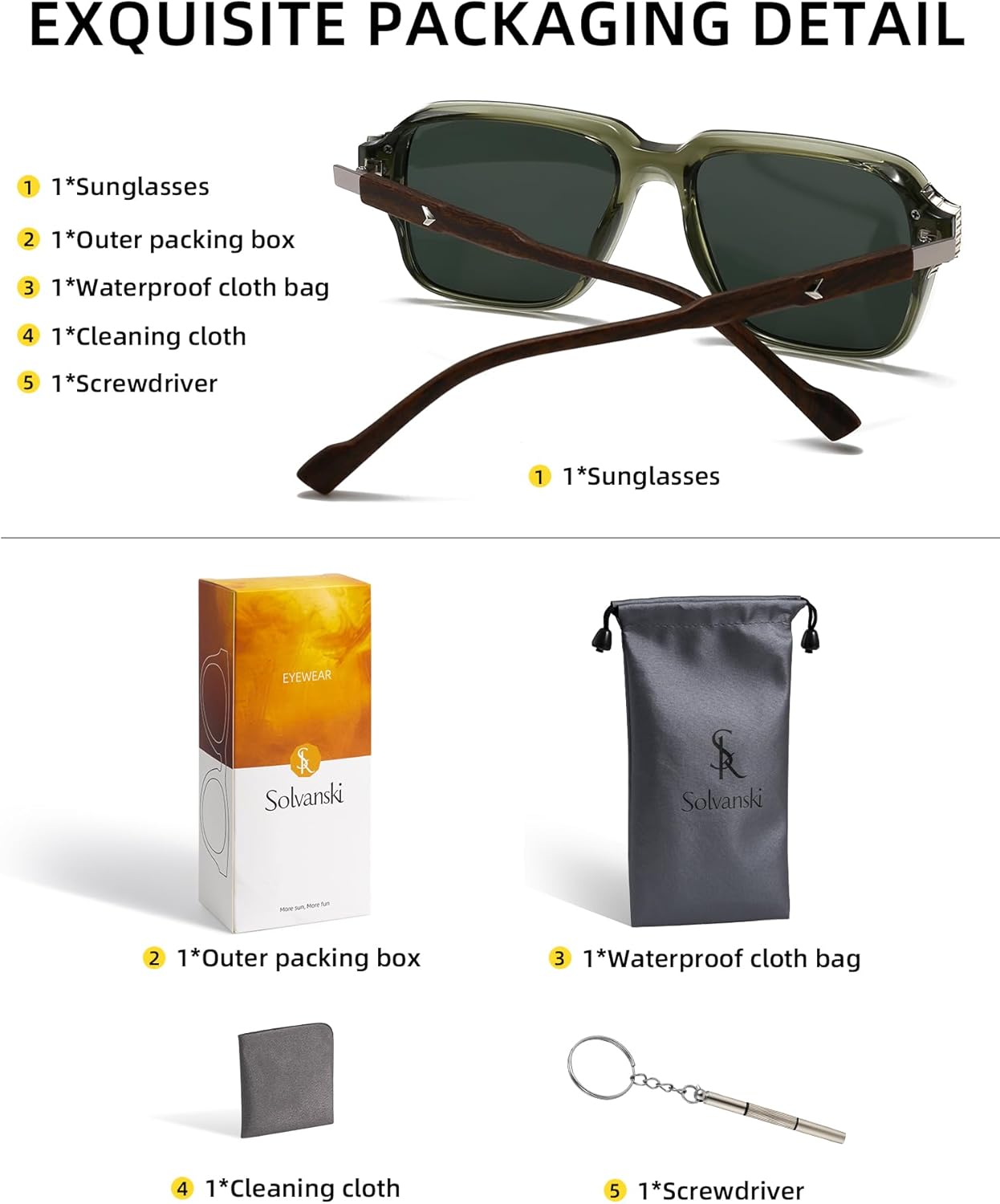 Retro Punk Men's Polarized Sunglasses Womens, 70s Designer Charming Square Frame Fashion Sun Glasses - Image 5