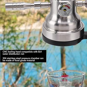 Coffee Maker, Mini Portable Manual Pneumatic Coffee Machine Stainless Steel Camping Maker Connect CO2 Cylinders Air Pumps for Outdoor Black