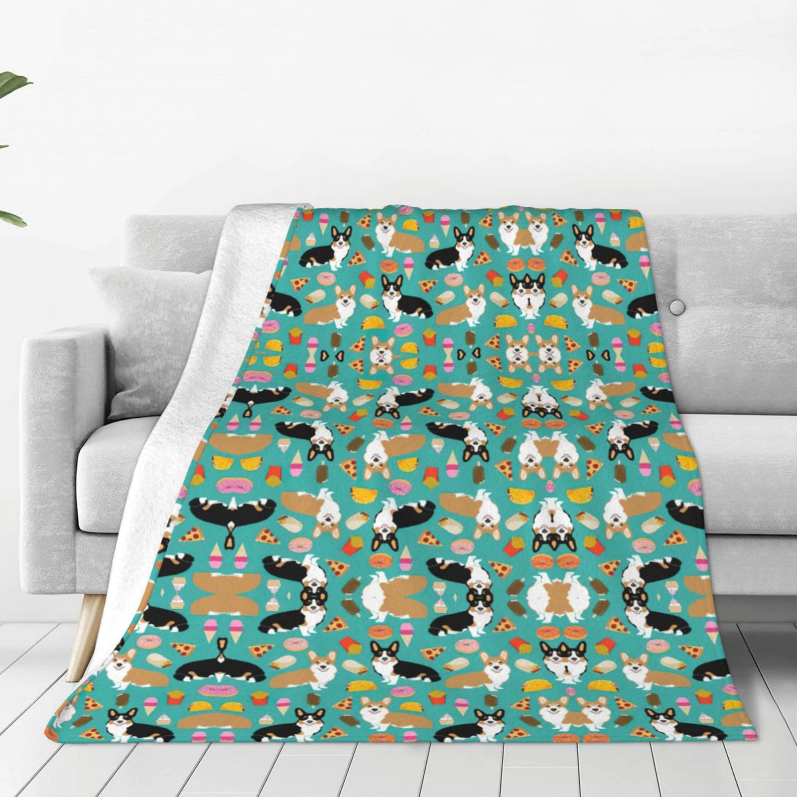 Couverture micro-polaire Corgi haut de gamme en flanelle anti-boulochage pour lit douillet