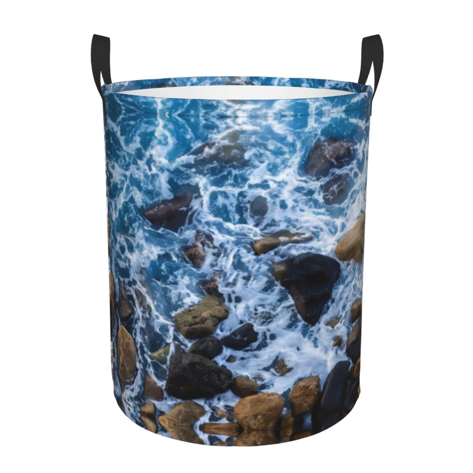 M Circular Hamper Sea Stones Print for Dirty Clothes