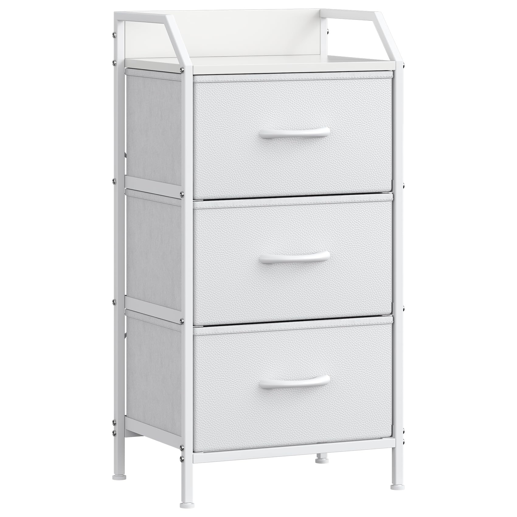 Feonase 3-Drawer Chest of Drawers with Metal Frame & Top Back Shelf โ Modern Fabric Storage Cabinet for Bedroom, Living Room, Small Spaces (40x30x78cm, White) โ image 1