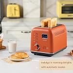 BUYDEEM DT730 2-Slice Motorized Toaster, Smart Digital Leverless Toaster with LCD Countdown Timer, 9-Shade Settings for Toast, Bagels, Muffins (Koi Red)