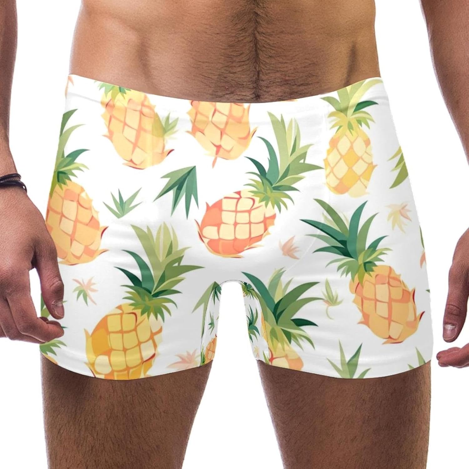 Mens Colorful Art Pineapple-365 Swim Trunks Elastic Waistband Short Mens Bathing Suit, S,
