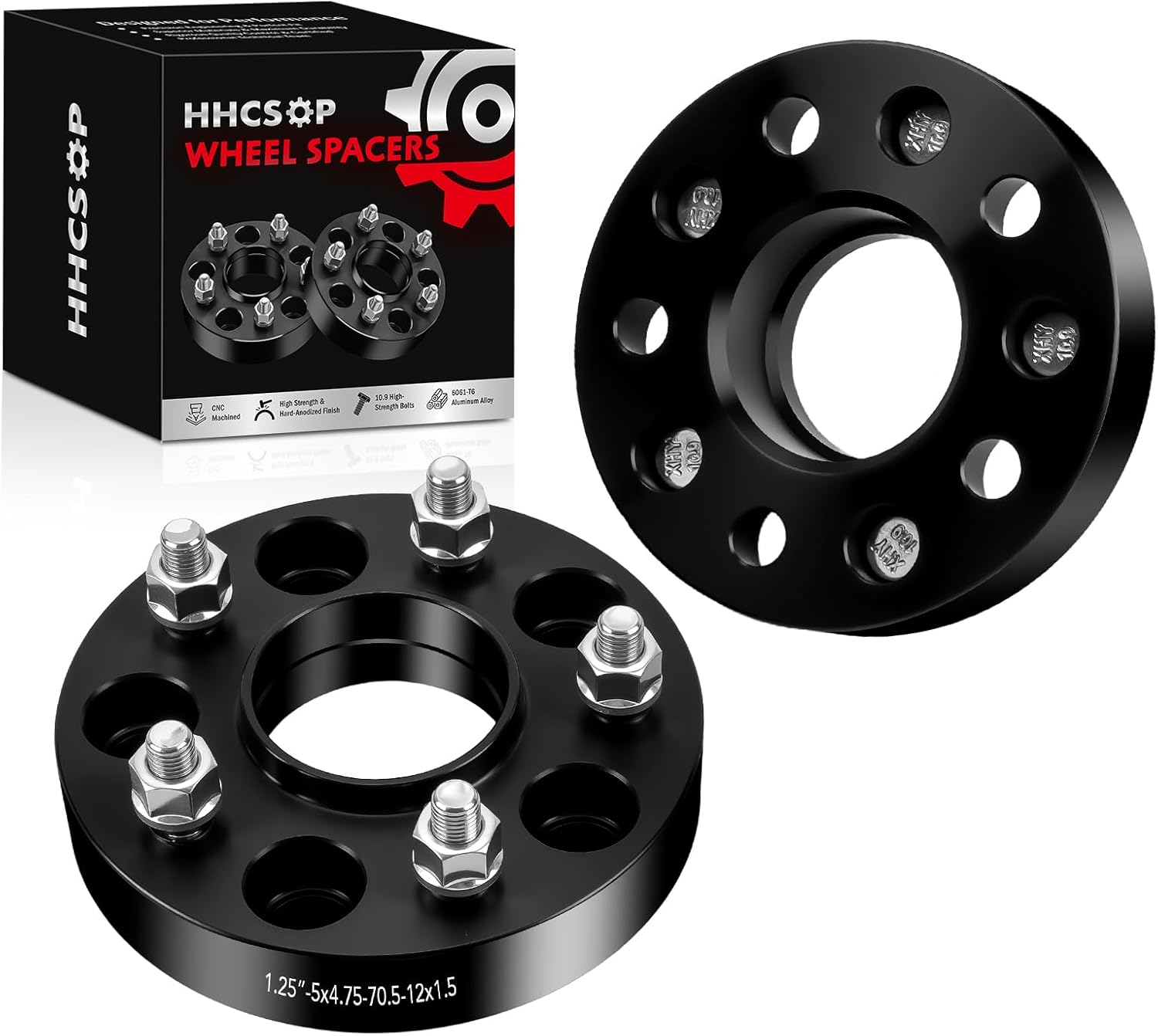 HHCSOP 5x4.75 Wheel Spacers 1.25 Inch with M12x1.5 Studs, 70.1mm Hub Bore, 1.25" 5x120 Forged Wheel Adapters for Chevy S10 Pickup Chevy Camaro S10 Blazer Corvette Pontiac Firebird GMC Jimmy S15 Sonoma
