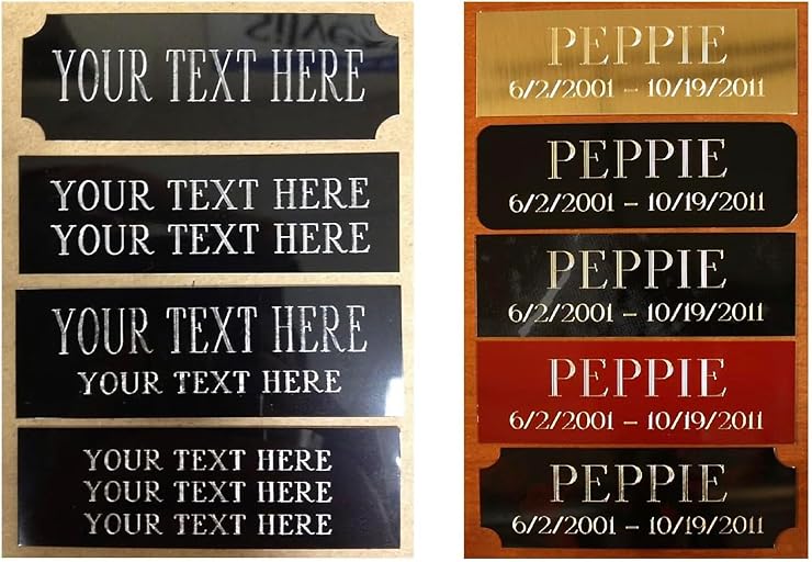 Custom Engraved Name Plates - 1"x3" & 1"x4" - Precision Diamond Drag Engraving Brass or Aluminum Plaque - Personalized Adhesive Plates for Fantasy Sports, Classroom, Trophy, etc.