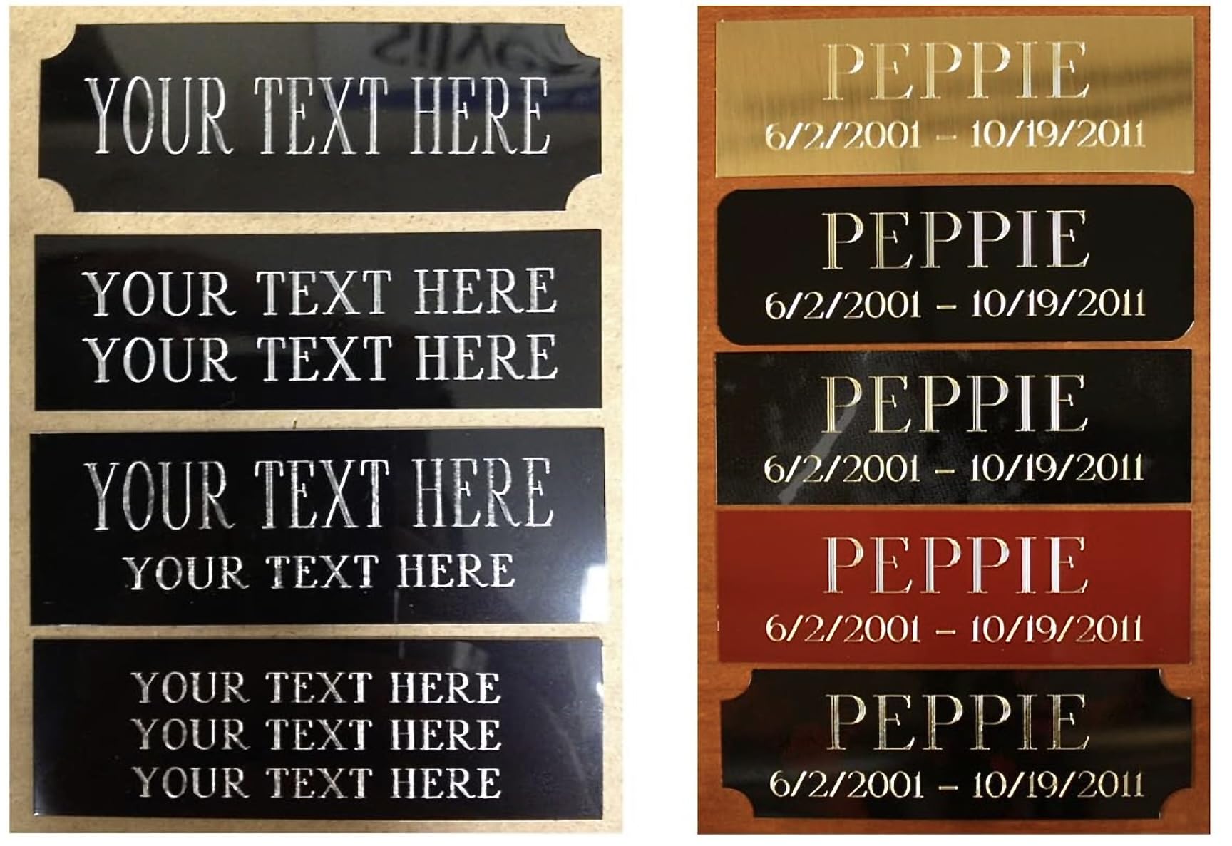 Custom Personalized Name Plates, Solid Brass Engraved Plaque, Aluminum Fantasy Sport Engraved/Etched, Identification Tag with Adhesive, Holes for Mounting 1”x3”/1”x4”