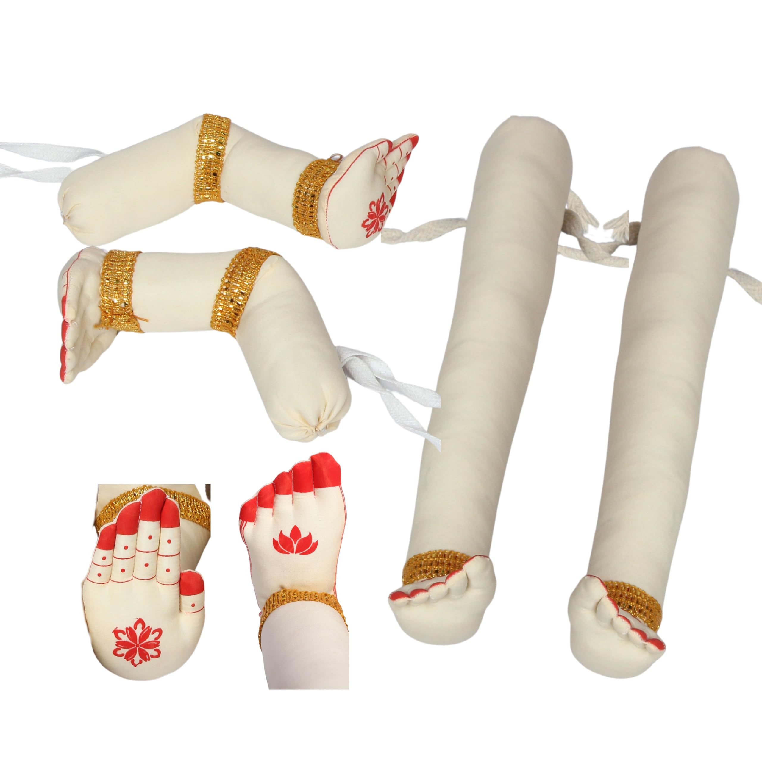 Daedal crafters Fabric Hands & Legs for Goddess Decoration, Varamahalakshmi Devi Hands for Pooja Decor, Gowri Doll Reusable Cotton Fabric for Pooja Festival (Hands: 20 cm, Legs: 30 cm)-image-27