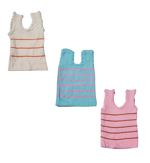 Movik Woolen Vest Inner Sleeveless Half Baby Sweater for Baby Boys and Baby Girls Set of 3 Random Color Send