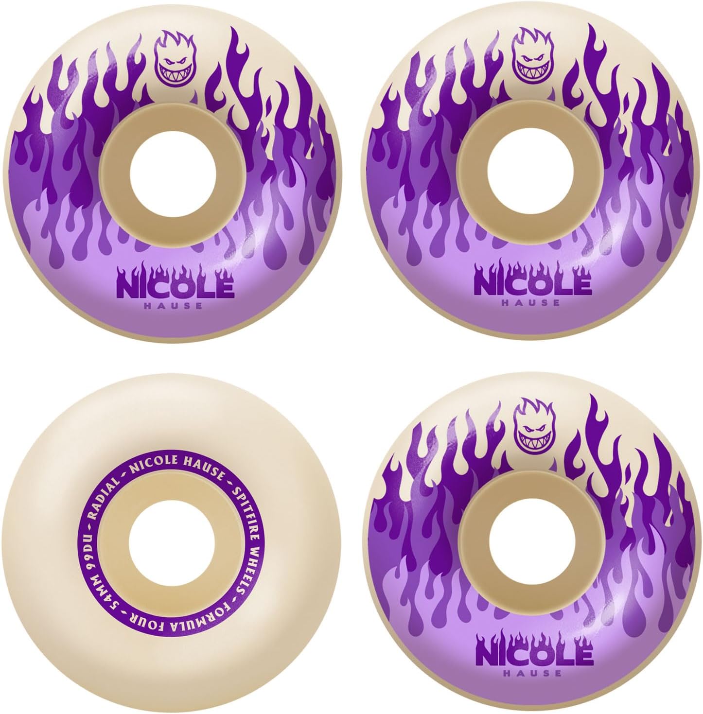 Spitfire Skateboard Wheels 54mm Nicole Hause Kitted Radials F4 99A White